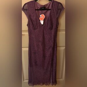 NWT Cider Deep Purple Dress with Paisley and Butterfly Design
